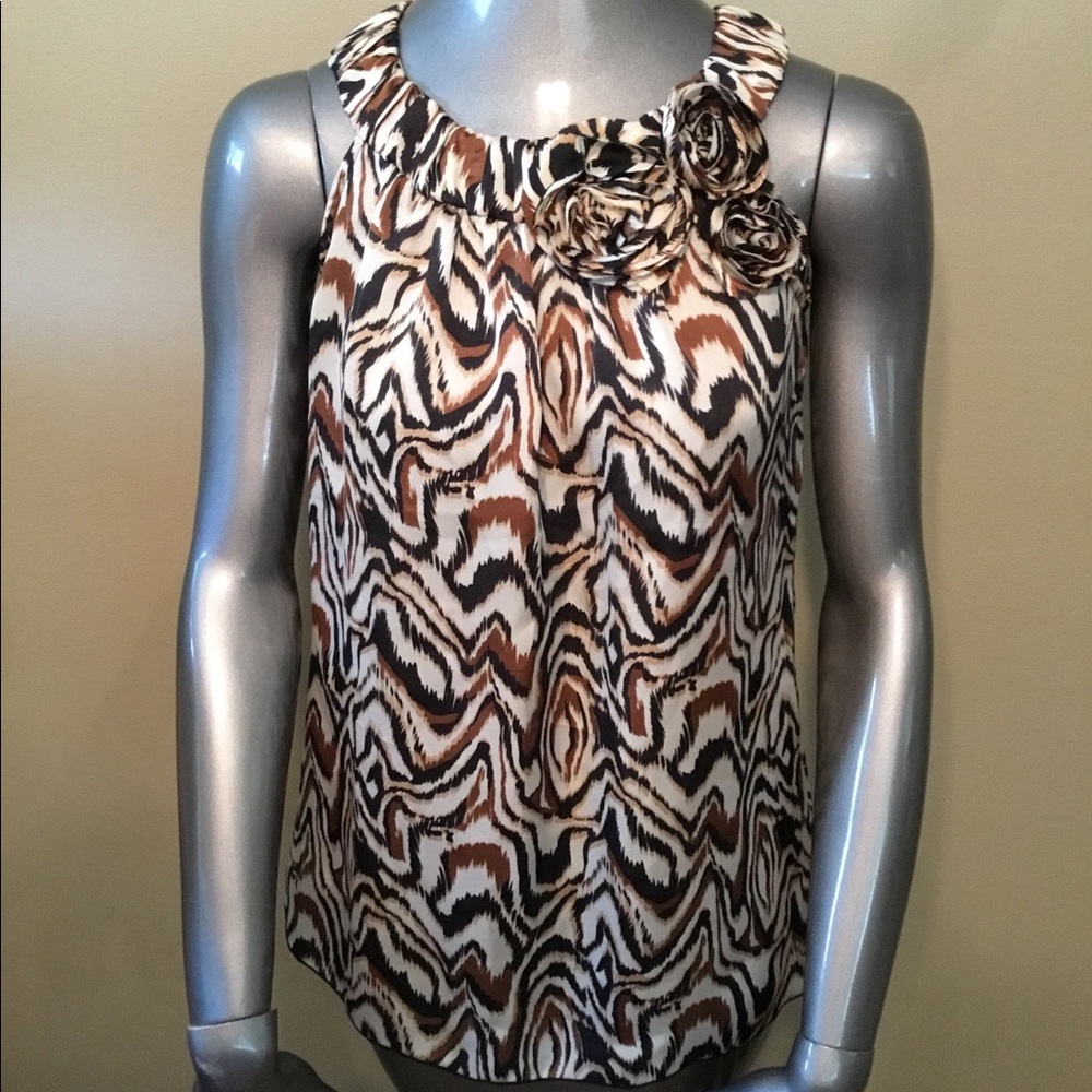 IZ Bayer cream/black sleeveless blouse tops